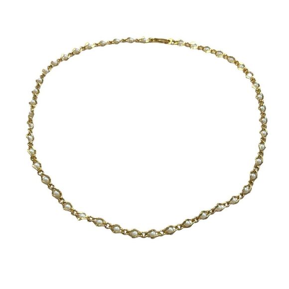 Dainty Pearl and Gold Necklace, 22” - Picture 2 of 4